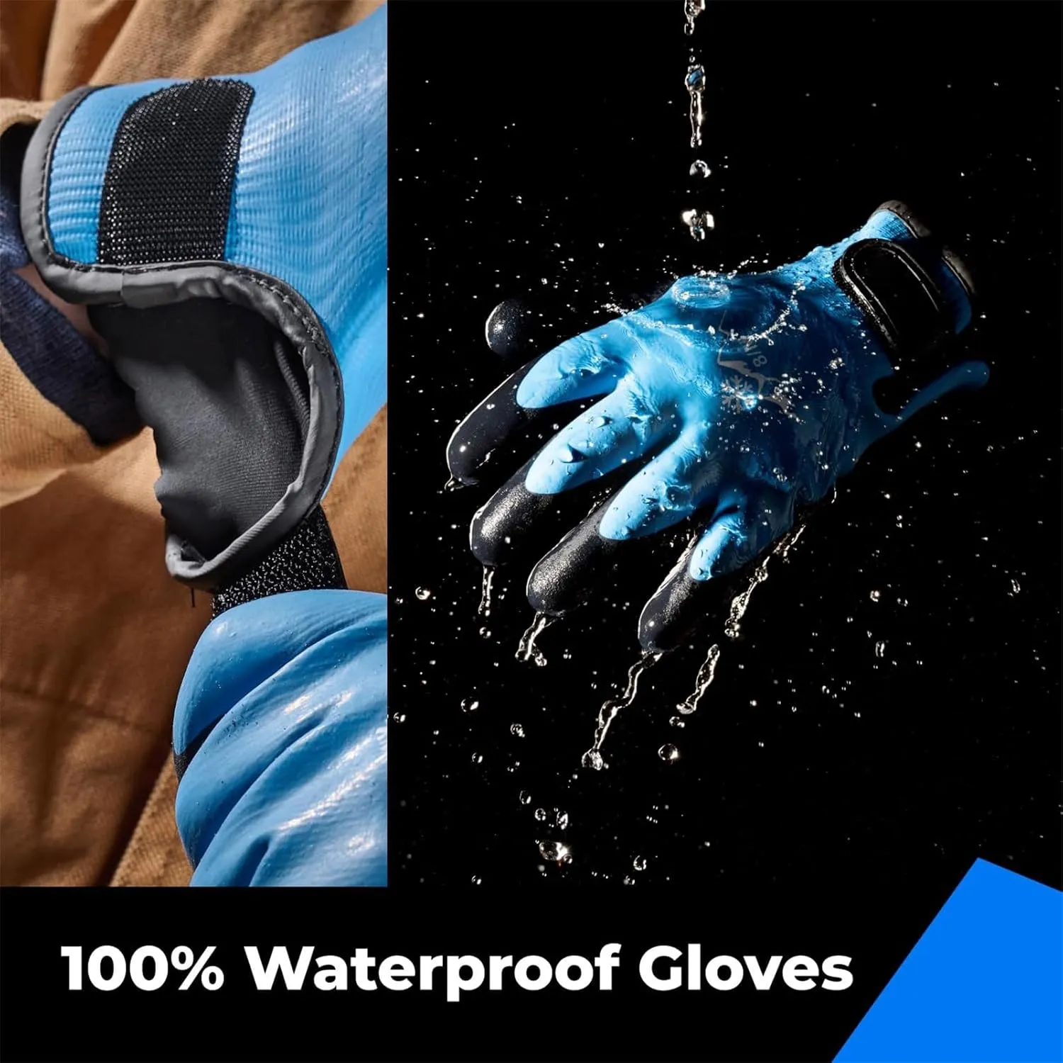 100% Waterproof Work Gloves for Cold Weather, Touch Screen Thermal Insulated Freezer Glove for Men Women, Warm Ski Snowboard Winter Gloves with Grip for Construction Worker Shoveling Snow