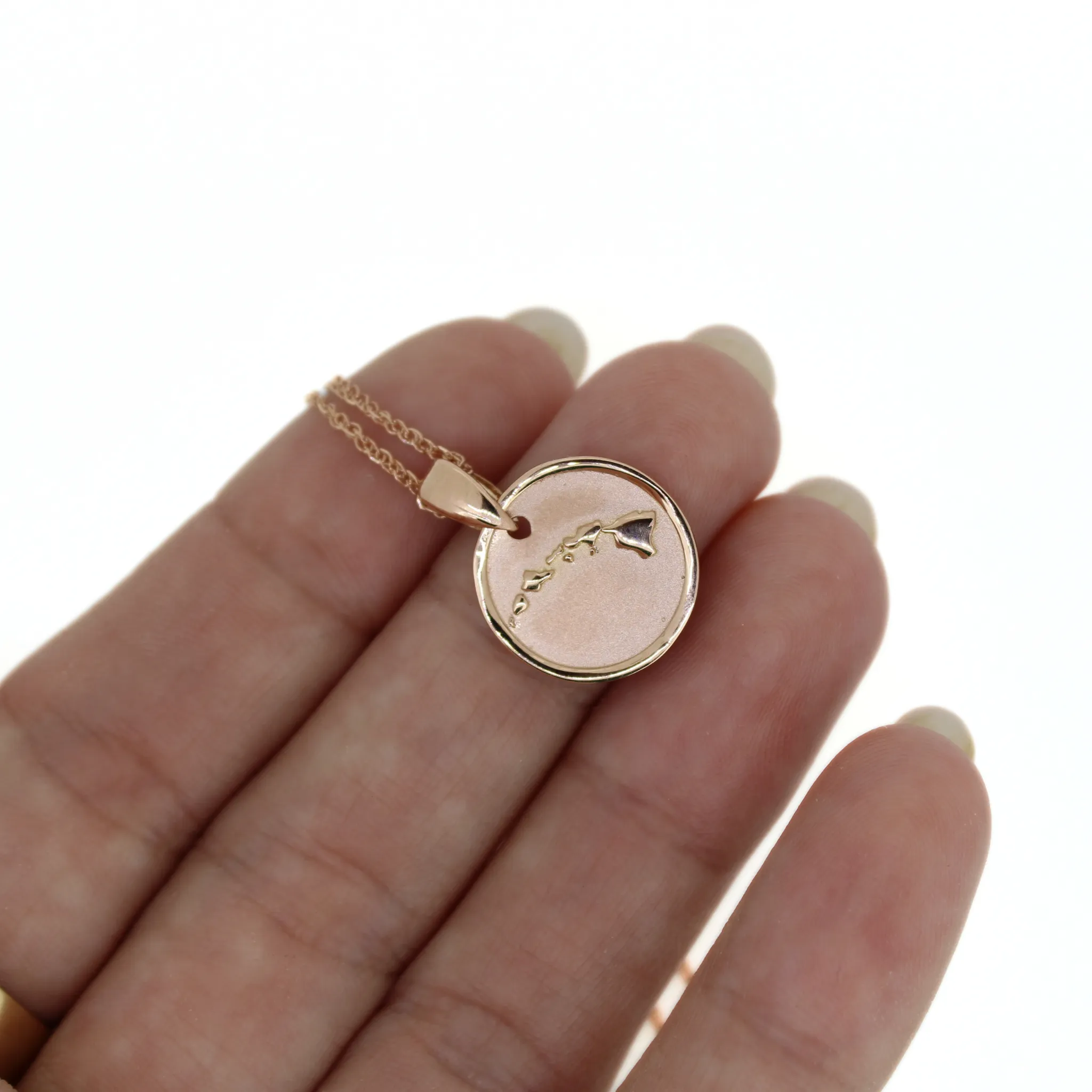 14k Rose Gold Hawaiian Island Coin Pendant