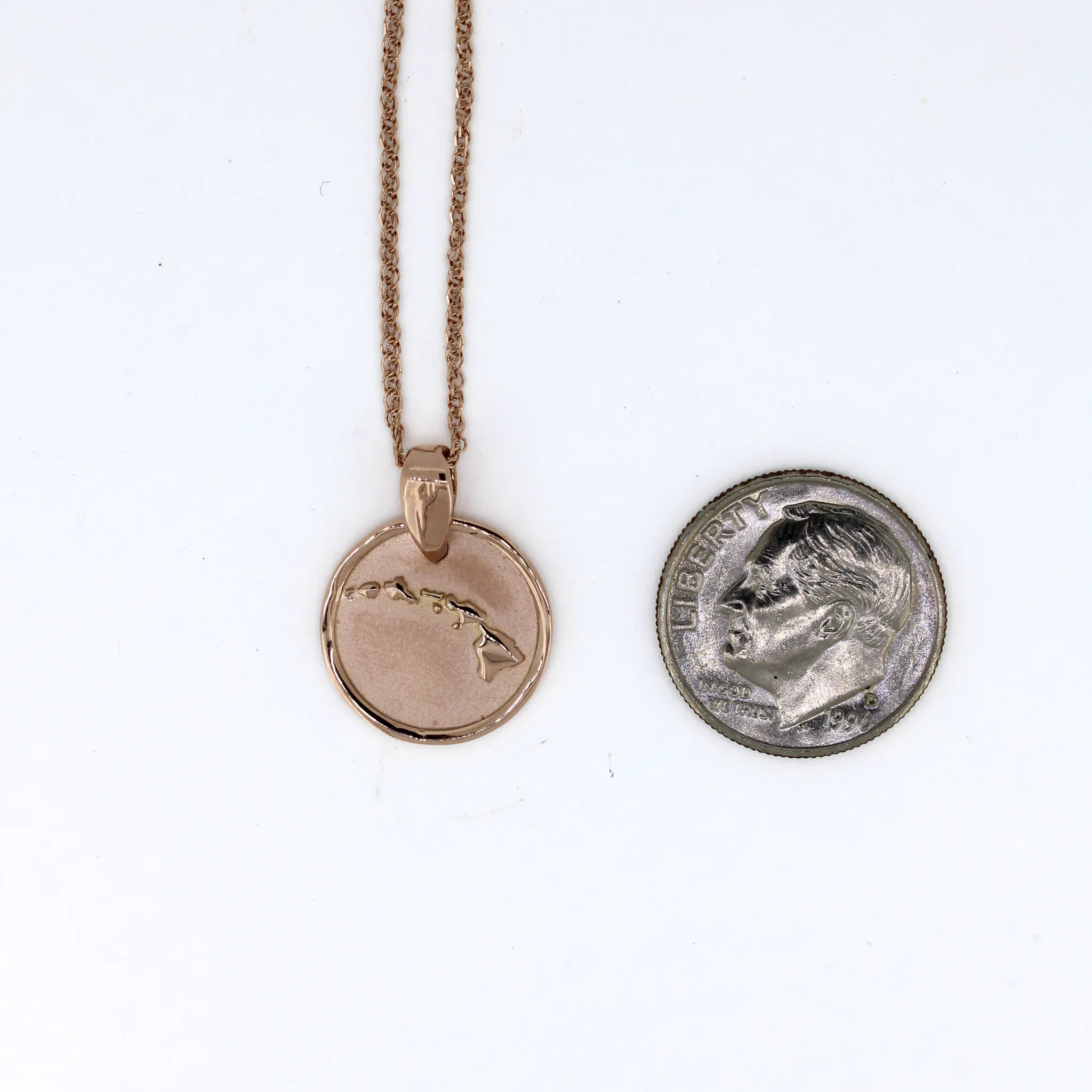 14k Rose Gold Hawaiian Island Coin Pendant