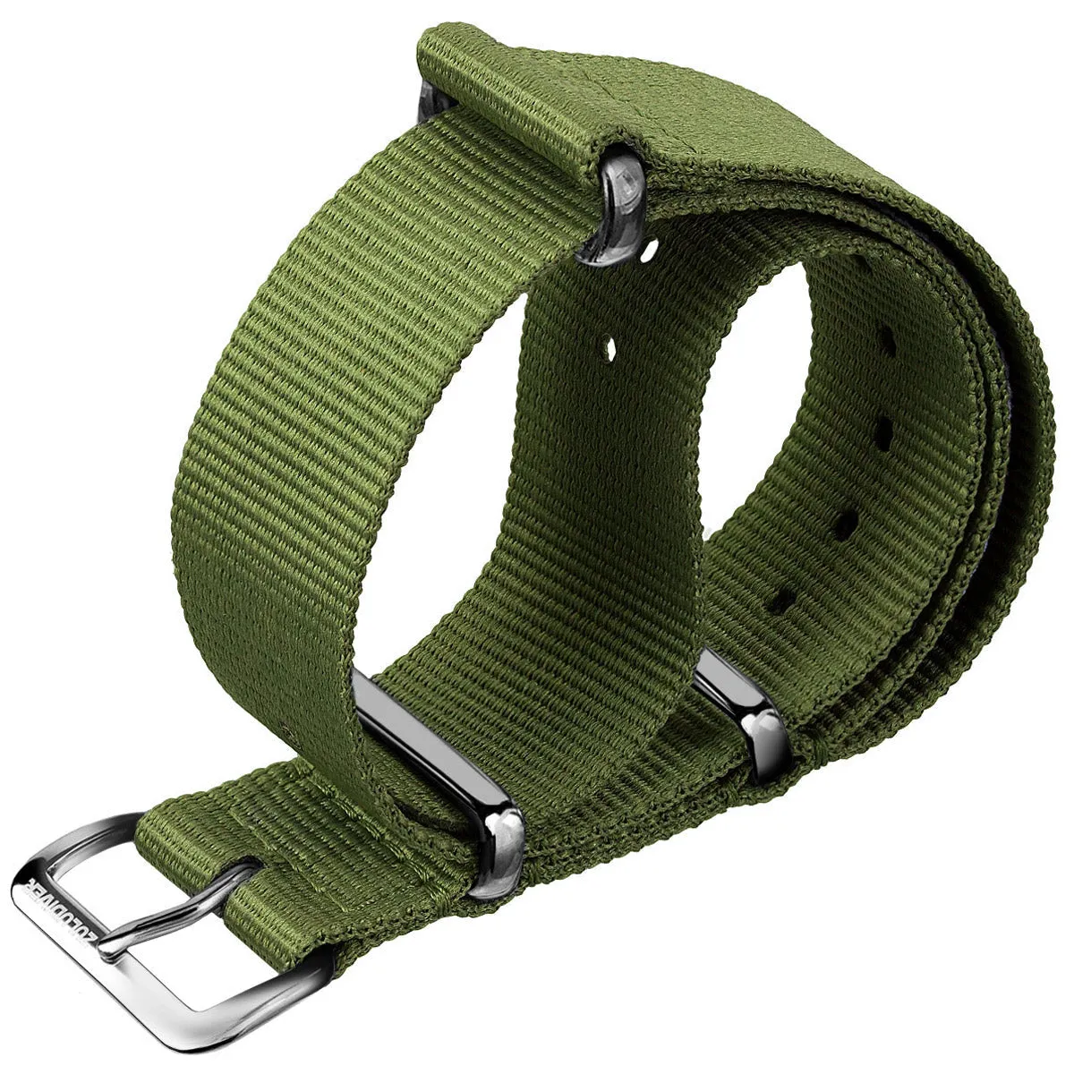 1973 British Military Watch Strap: CADET - Army Green, Polished
