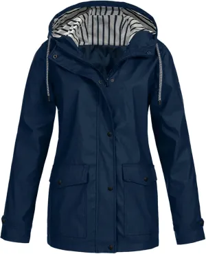 2024 Fashion Waterproof Rain Jacket for Women Single Breasted Long Sleeve Rain Coat Warm Comfy Windbreaker with Pockets