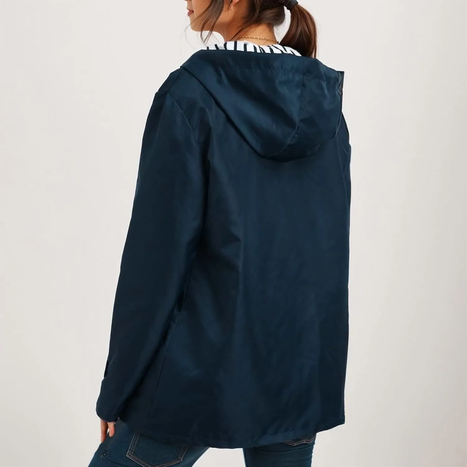 2024 Fashion Waterproof Rain Jacket for Women Single Breasted Long Sleeve Rain Coat Warm Comfy Windbreaker with Pockets
