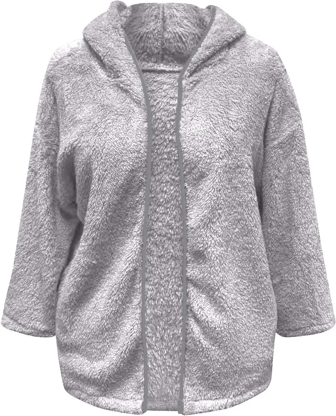 2024 Fashion Zipper Knitted Thick Fleece Coat for Women Long Sleeve Hooded Outwear Warm Soft Slim Overcoat Winter Suit