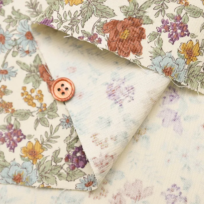21W Cotton Corduroy Print Fabric - Drawing Flower