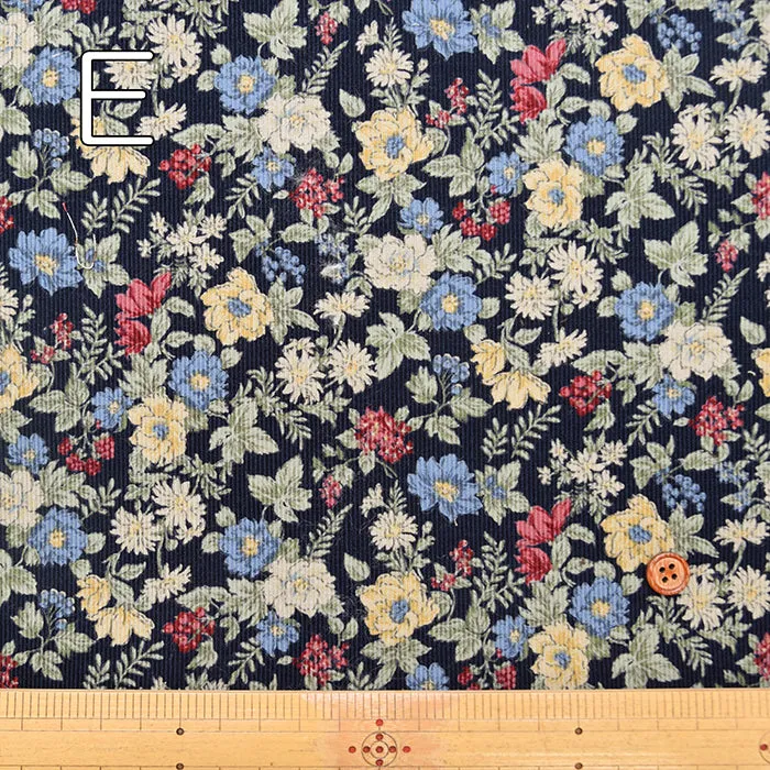 21W Cotton Corduroy Print Fabric - Drawing Flower