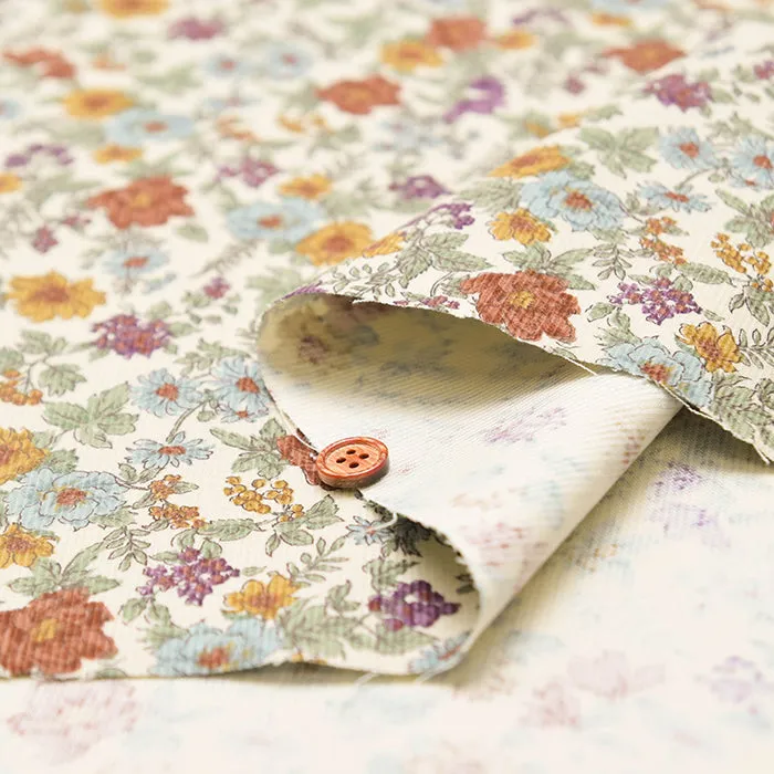 21W Cotton Corduroy Print Fabric - Drawing Flower