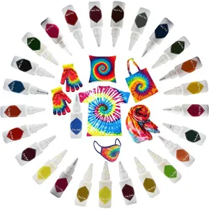 26 Vibrant Colors Tie Dye Kit,180pcs Group Party Tie Dye DIY Set Multi-Color Fabric Shirt Dye with Squeeze Bottles Gloves Table Cover for Kids and Adult