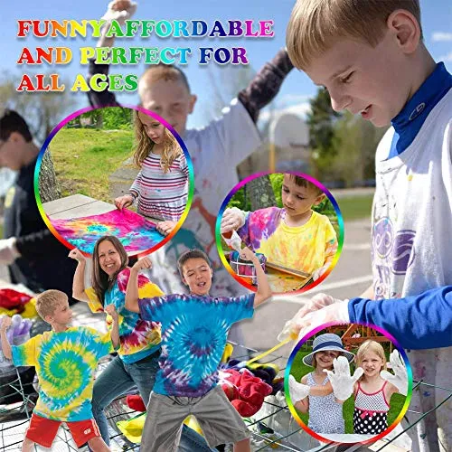 26 Vibrant Colors Tie Dye Kit,180pcs Group Party Tie Dye DIY Set Multi-Color Fabric Shirt Dye with Squeeze Bottles Gloves Table Cover for Kids and Adult