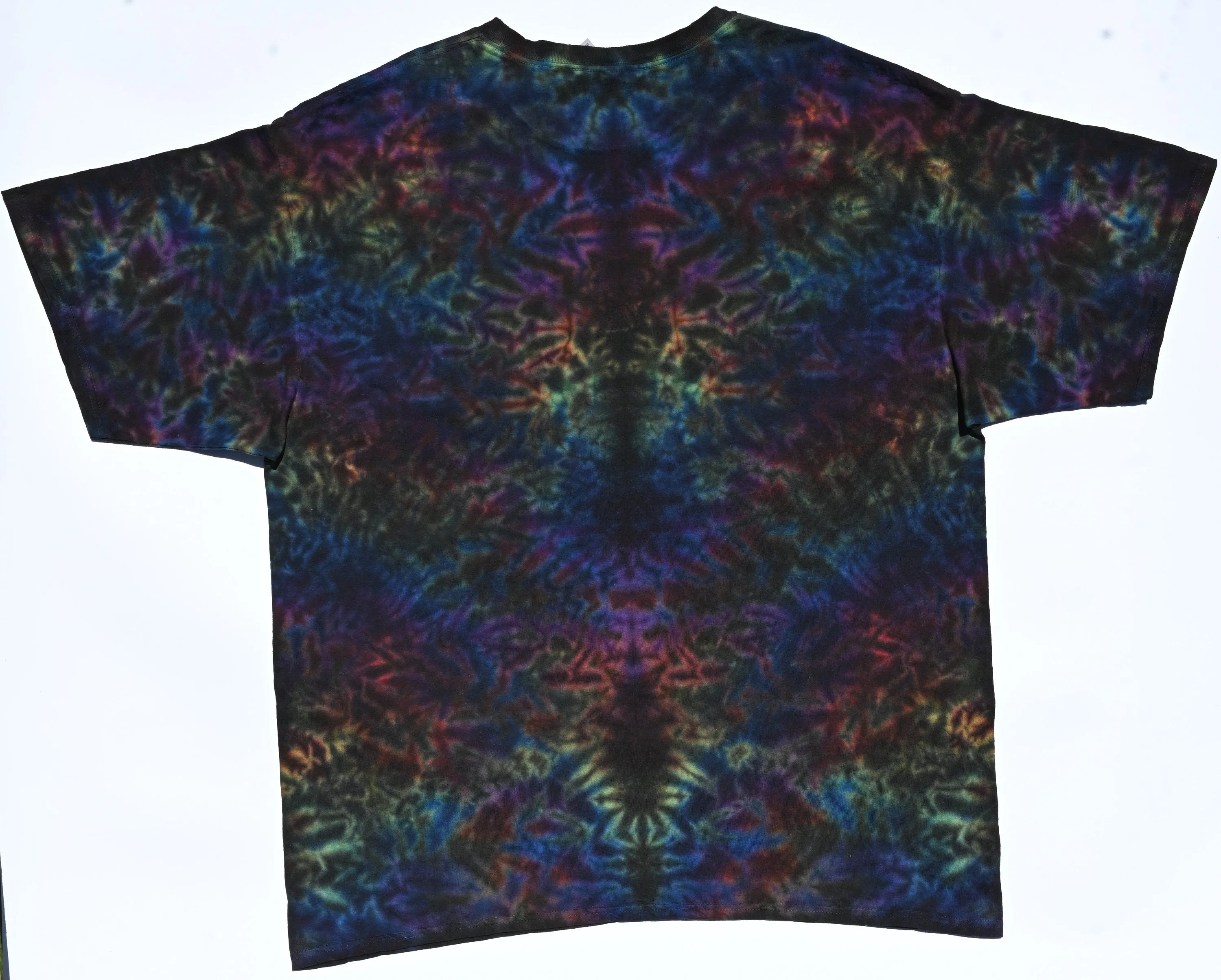 3X Blacked Out Rainbow Rorschach Scrunch Tie Dye on a Gildan Ultra Cotton PFD (Prepared for Dye) T-Shirt