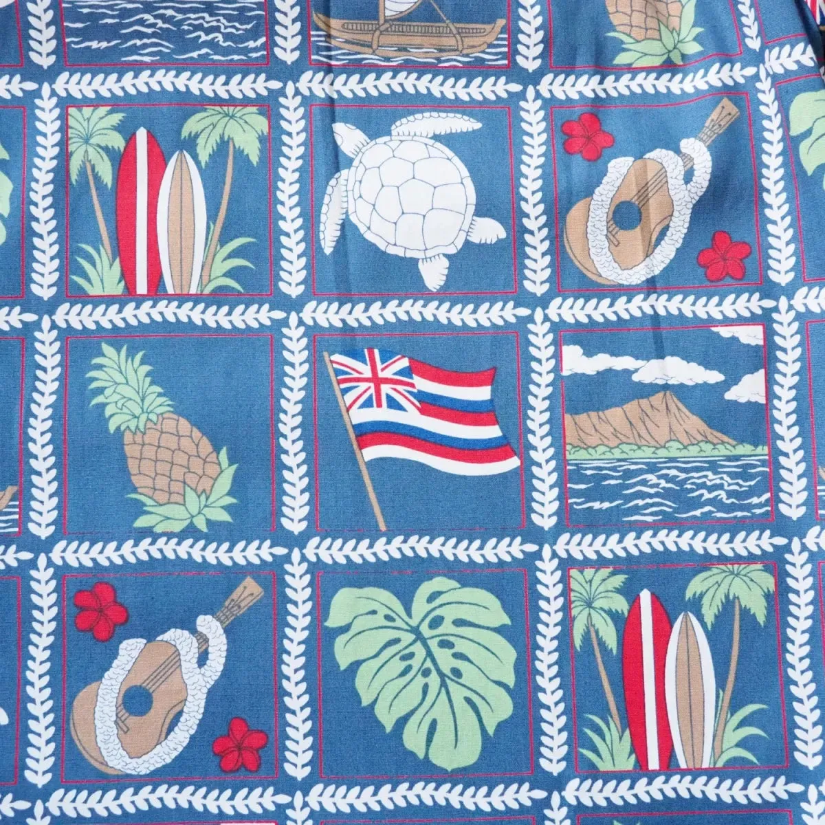 50th state blue hawaiian cotton shirt