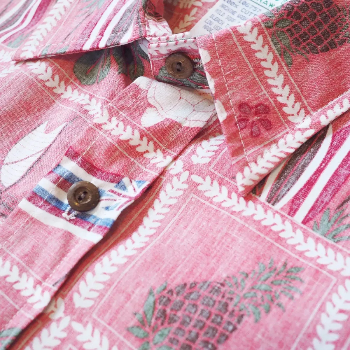 50th state pink REVERSE print hawaiian cotton shirt
