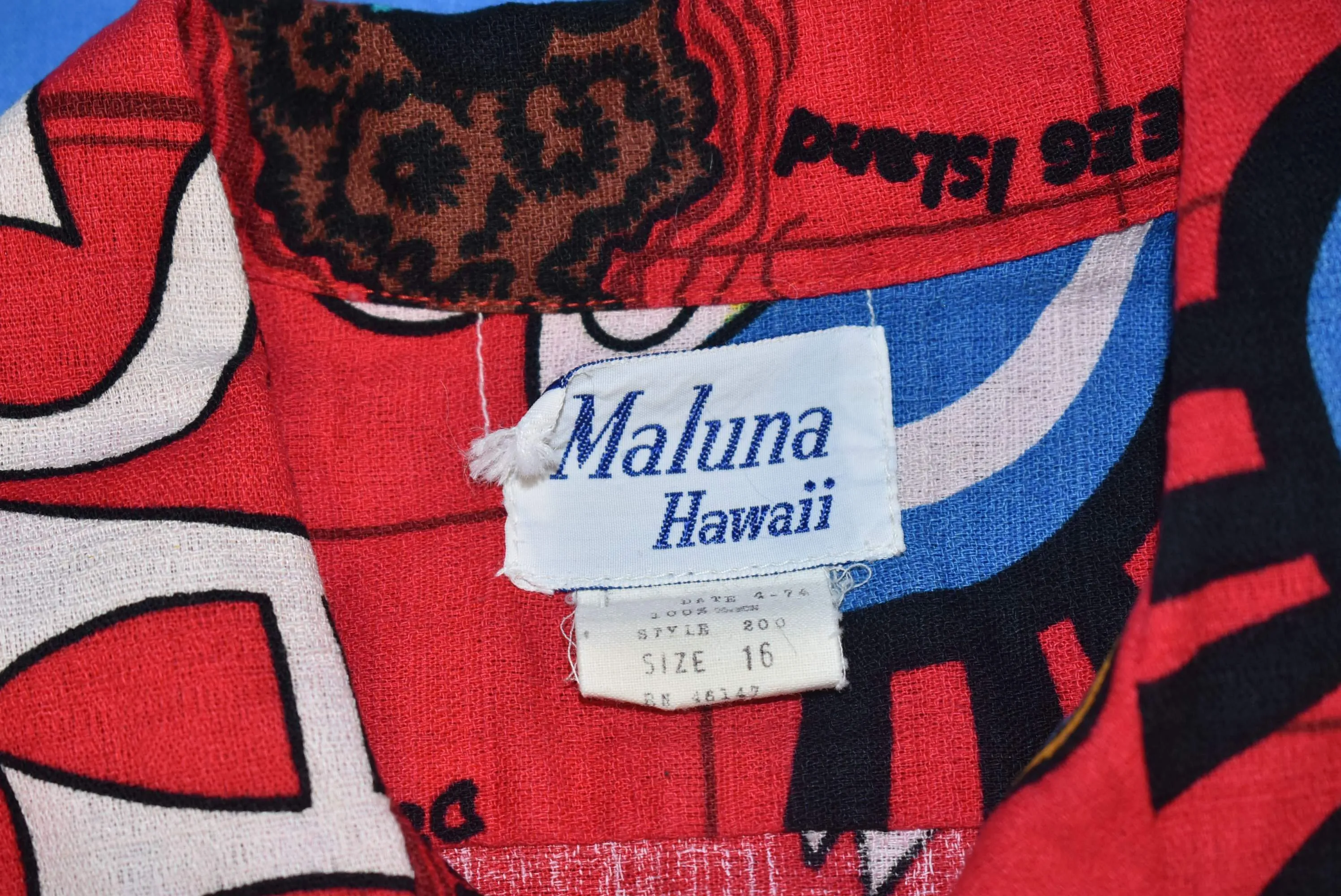 70s Maluna Sha'ka Bruddah Hawaiian Aloha Shirt Small