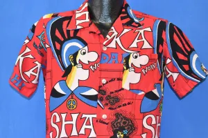 70s Maluna Sha'ka Bruddah Hawaiian Aloha Shirt Small