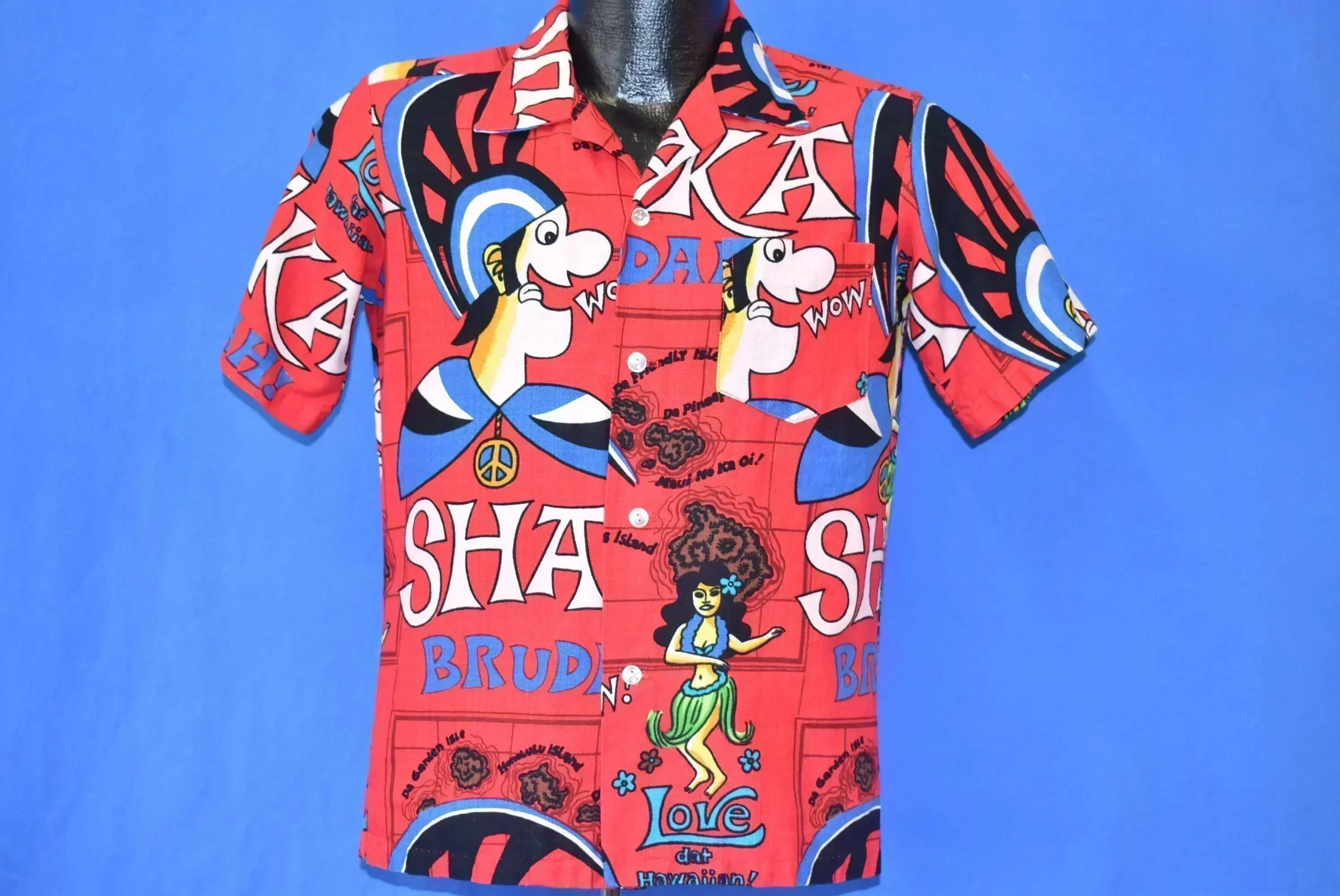 70s Maluna Sha'ka Bruddah Hawaiian Aloha Shirt Small