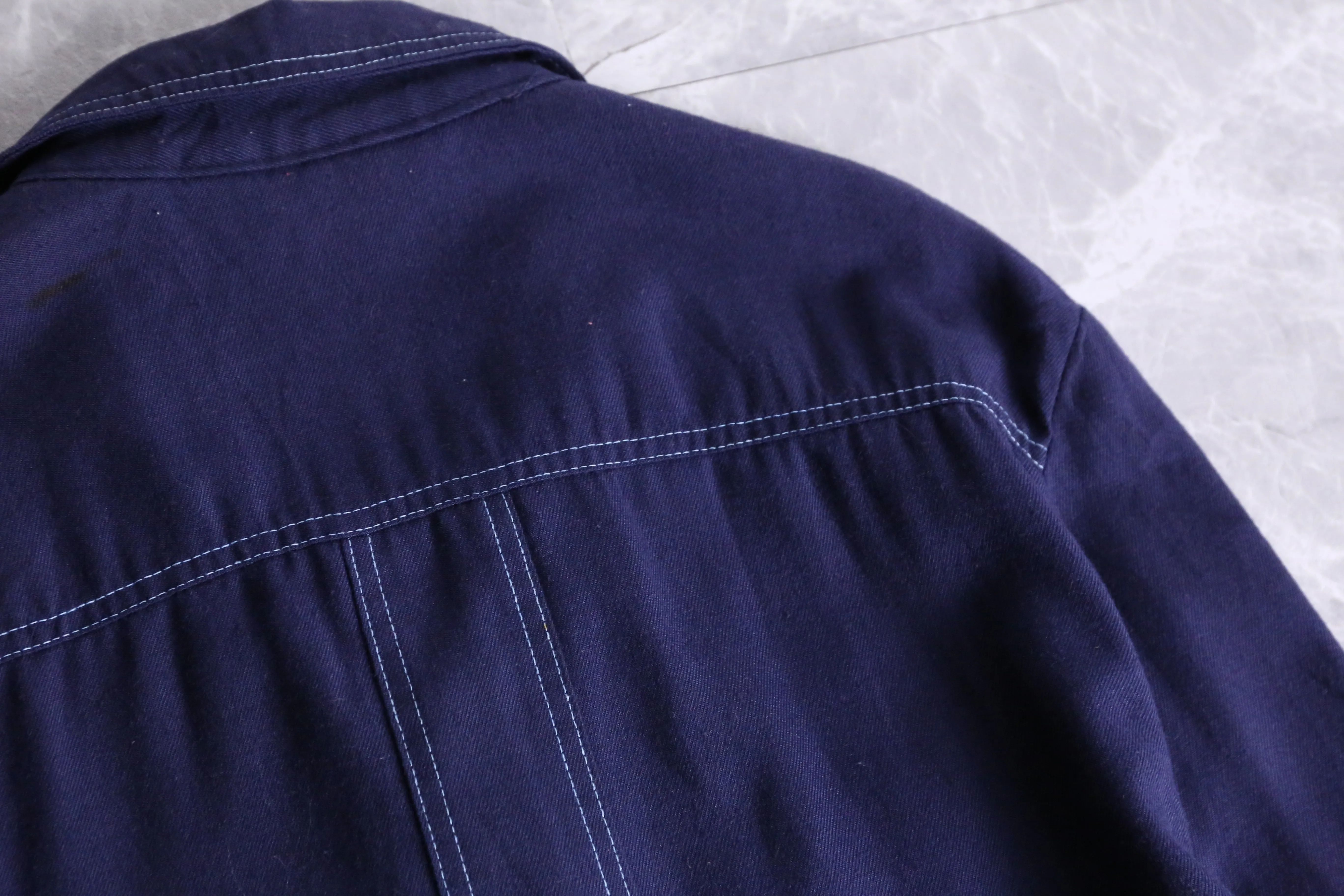 70's navy work shirts jacket