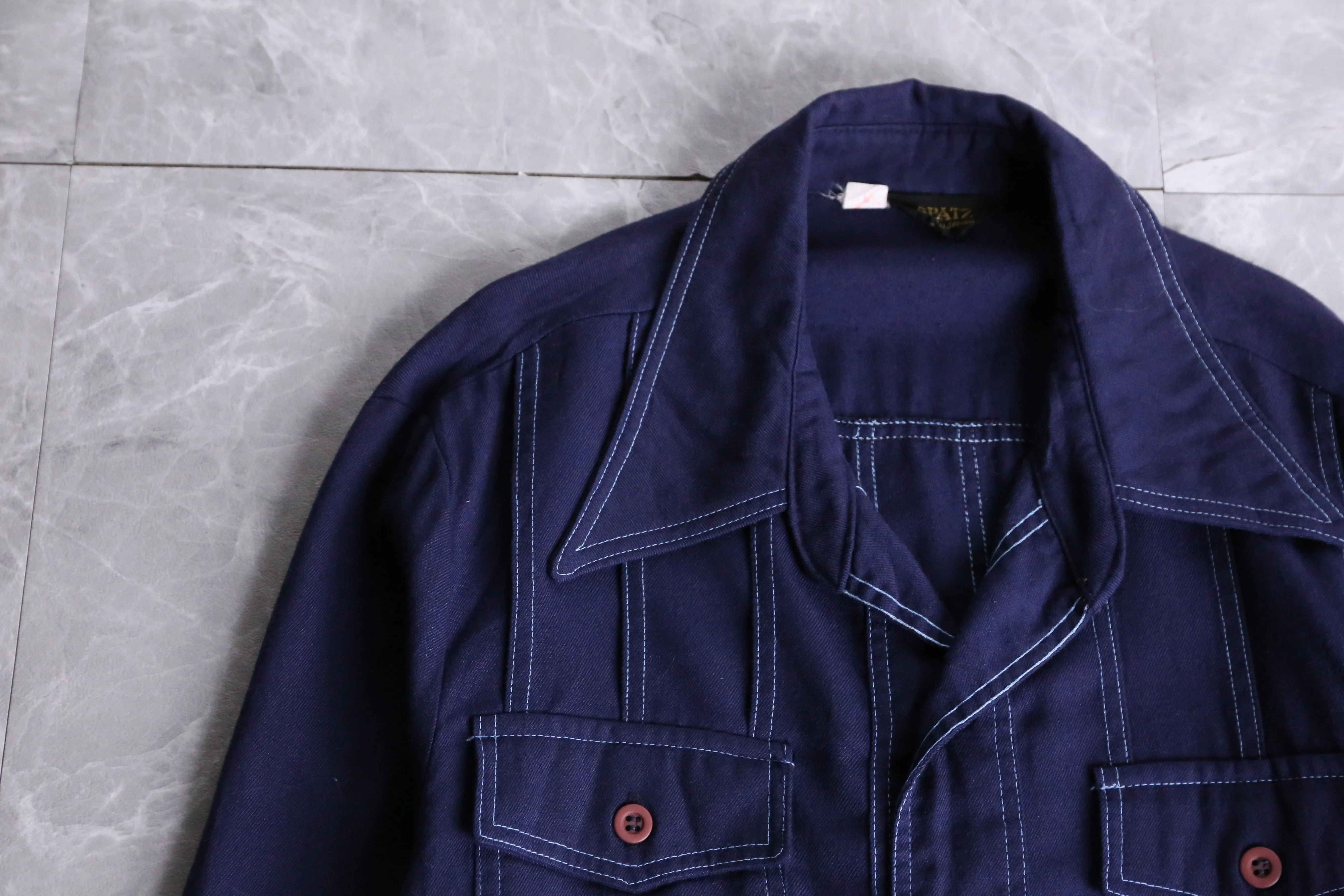 70's navy work shirts jacket