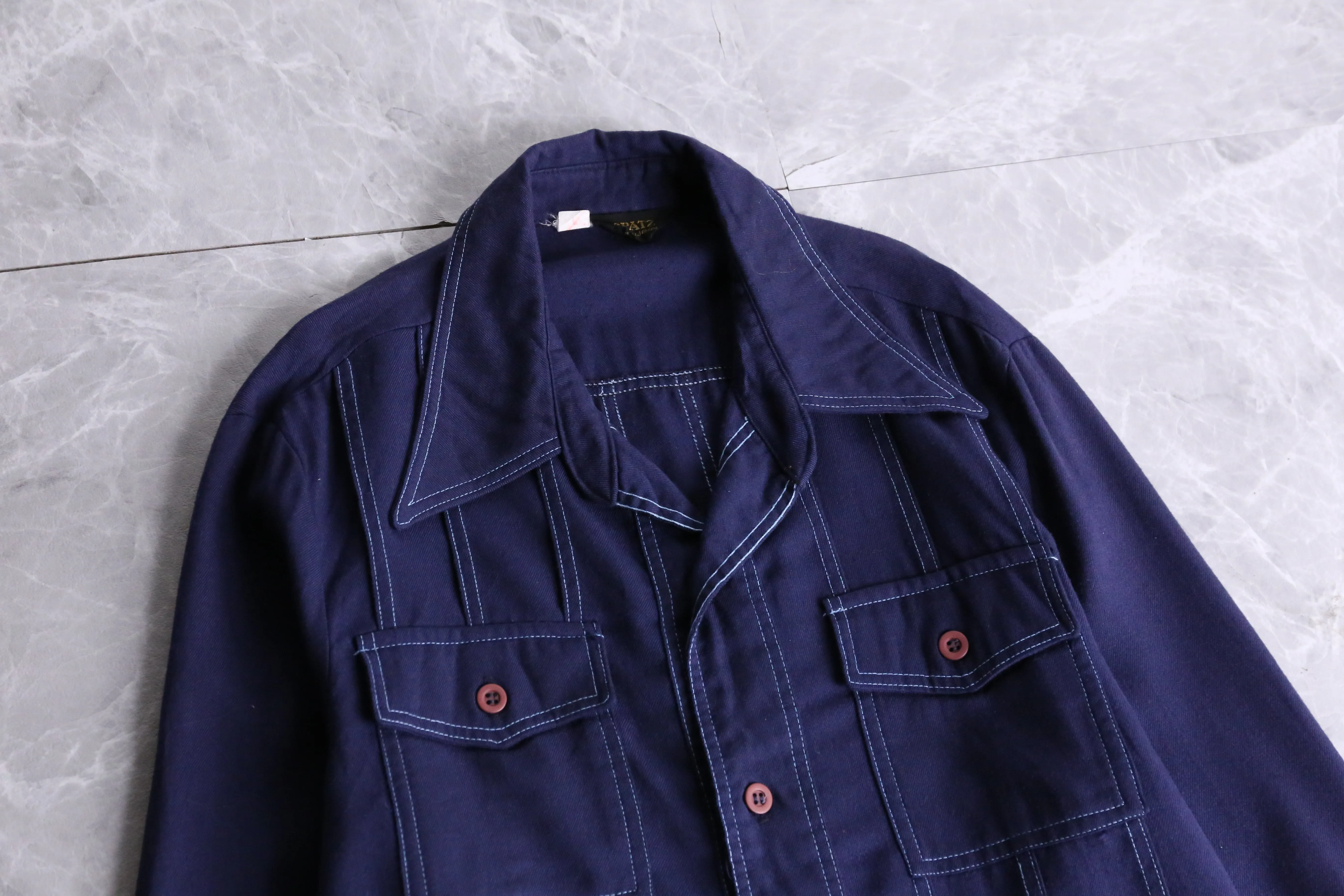 70's navy work shirts jacket