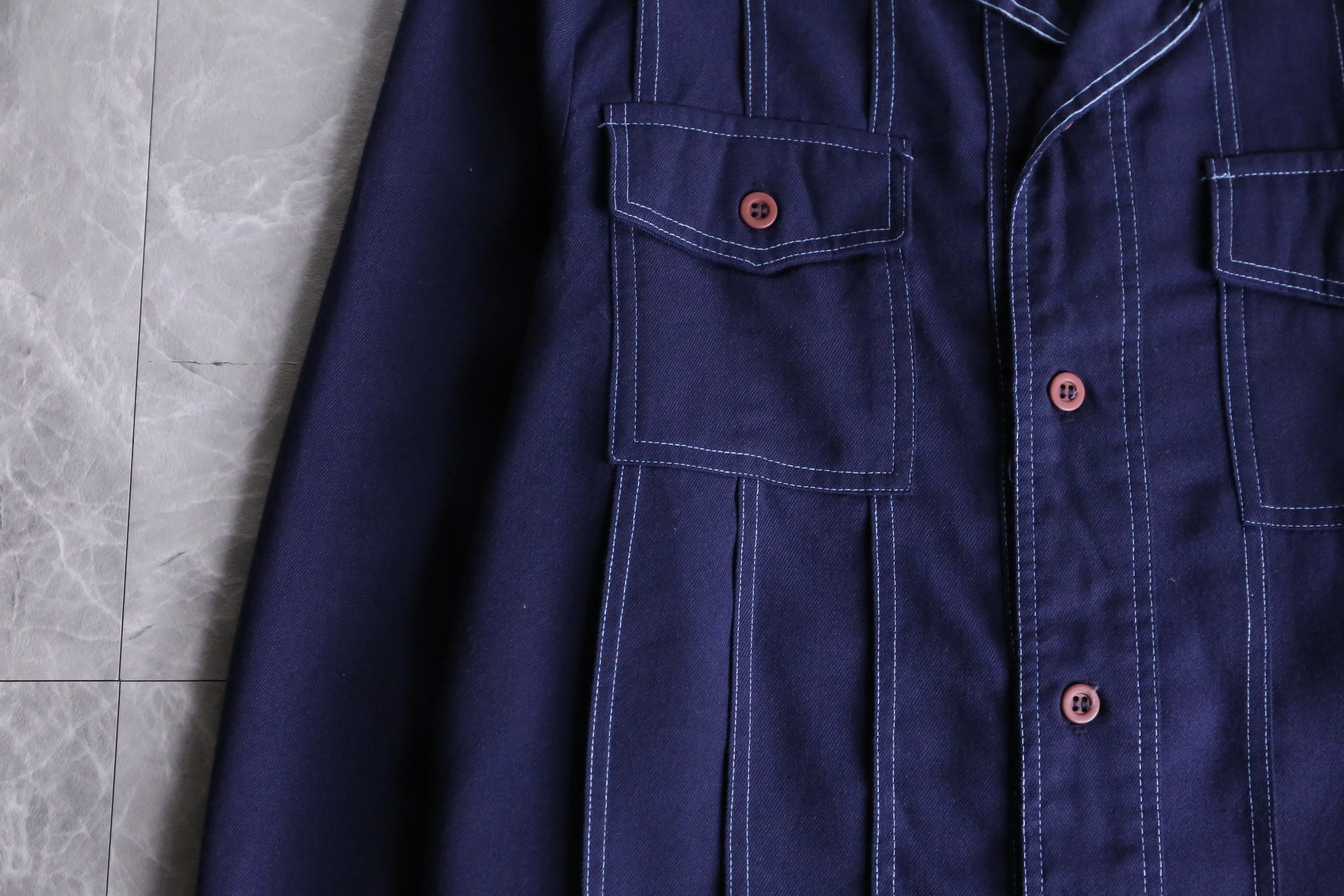 70's navy work shirts jacket