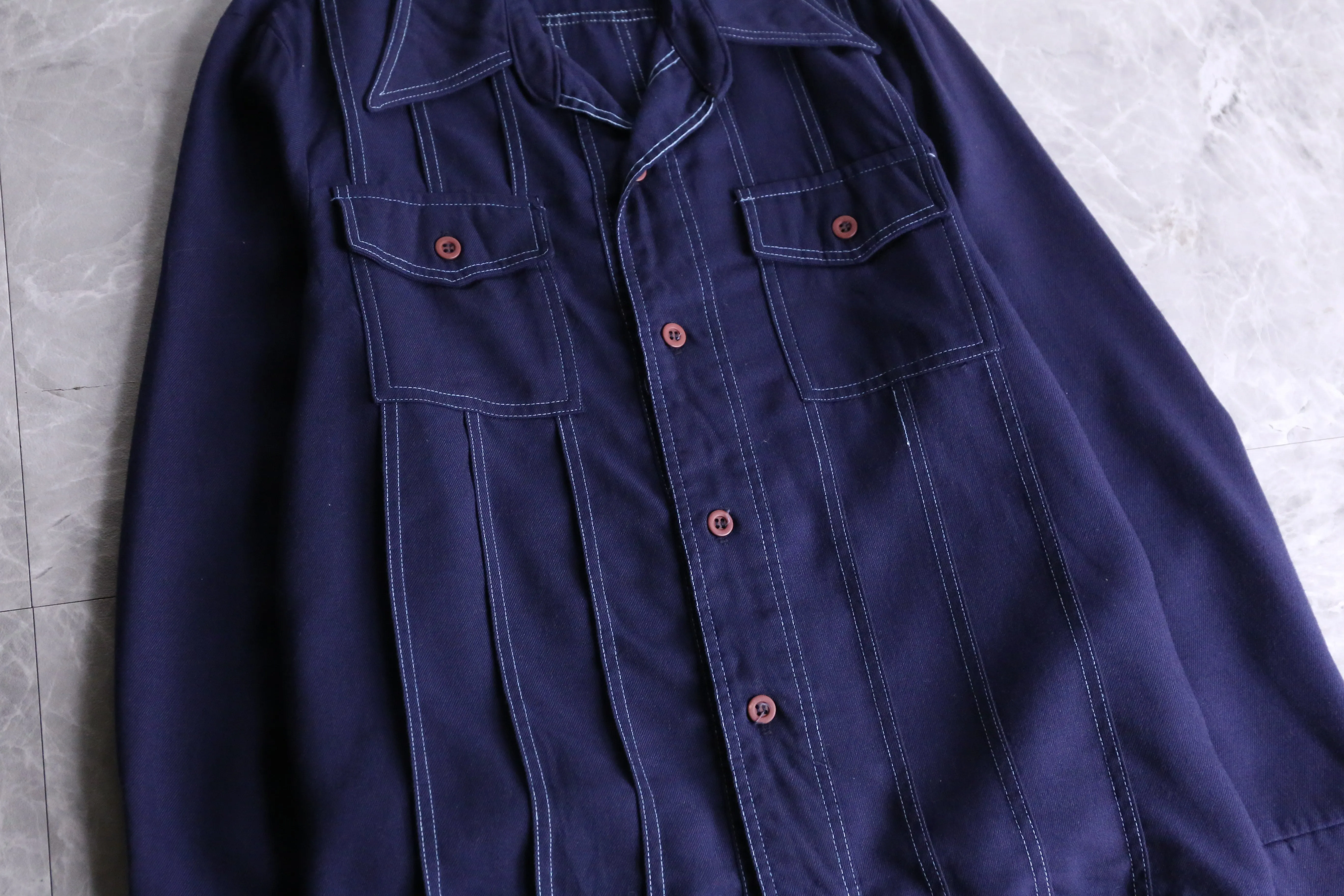 70's navy work shirts jacket