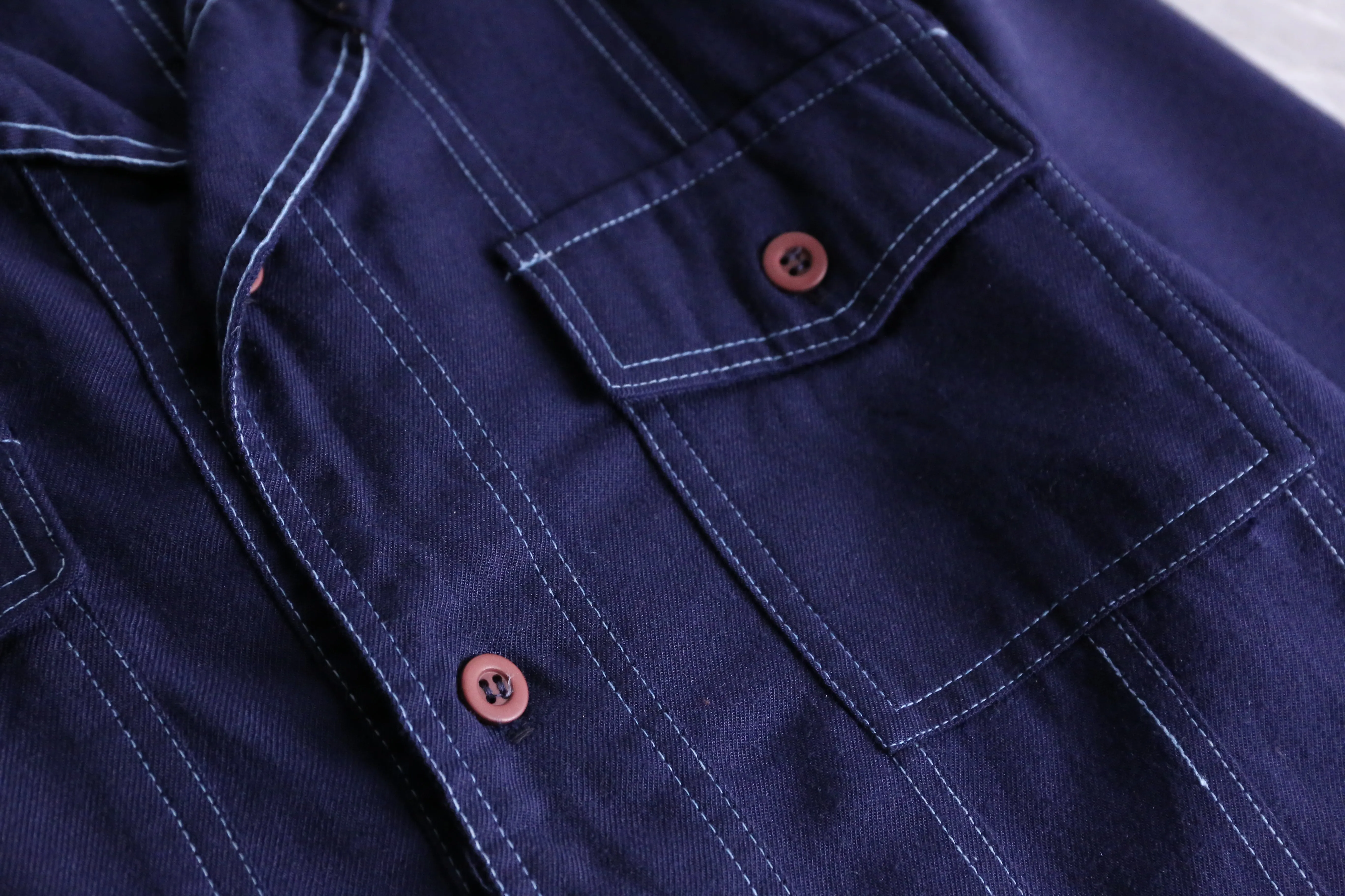 70's navy work shirts jacket