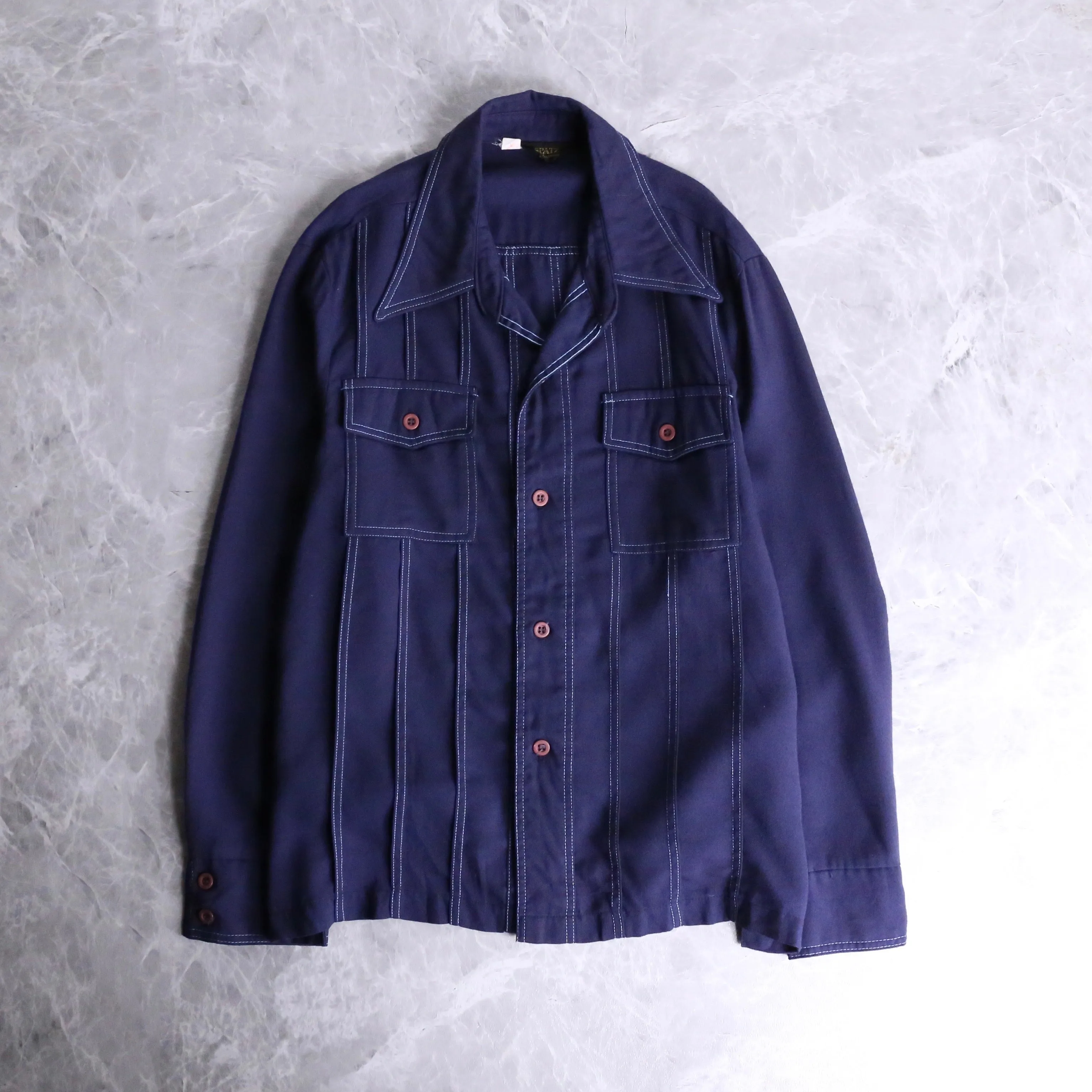 70's navy work shirts jacket