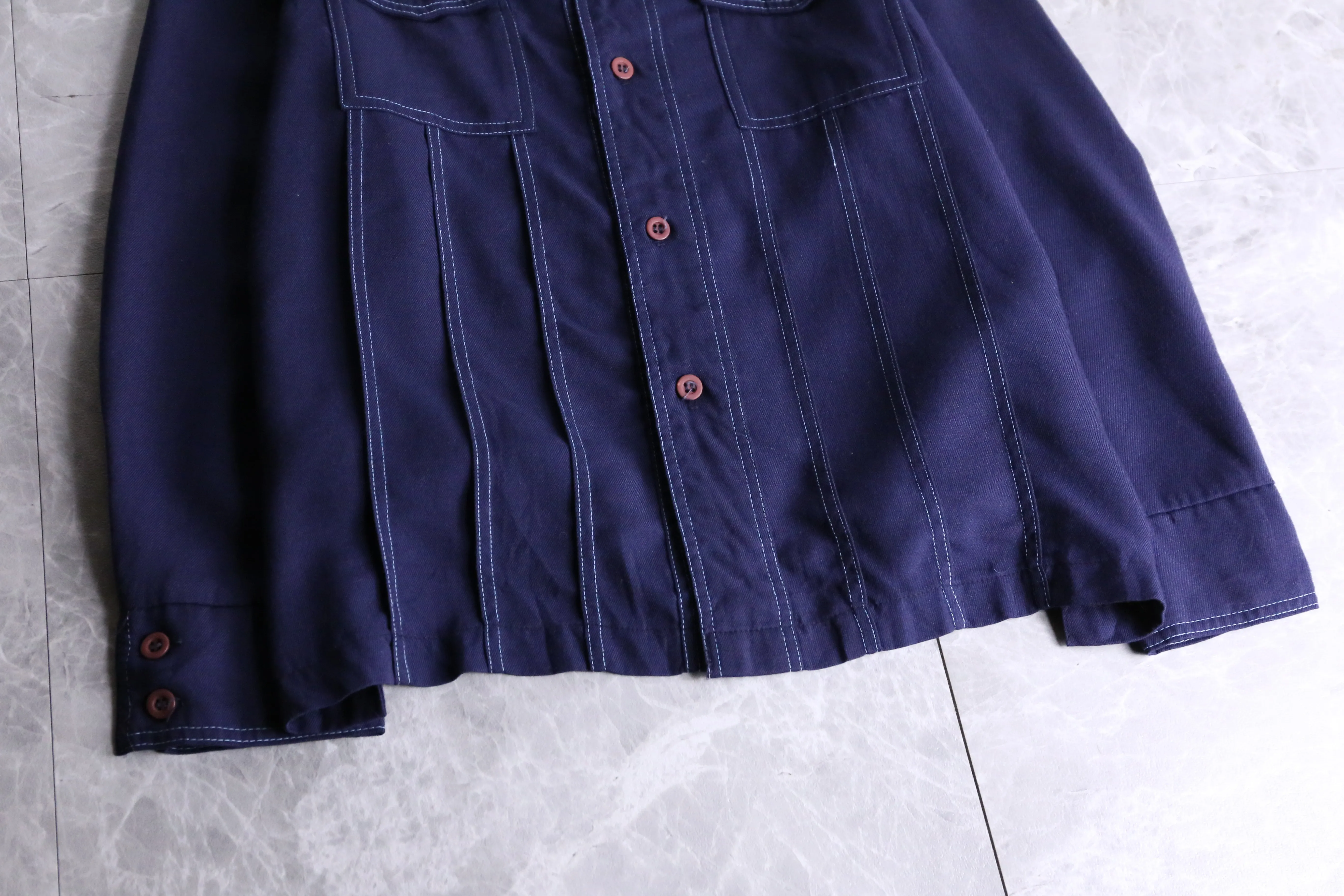 70's navy work shirts jacket