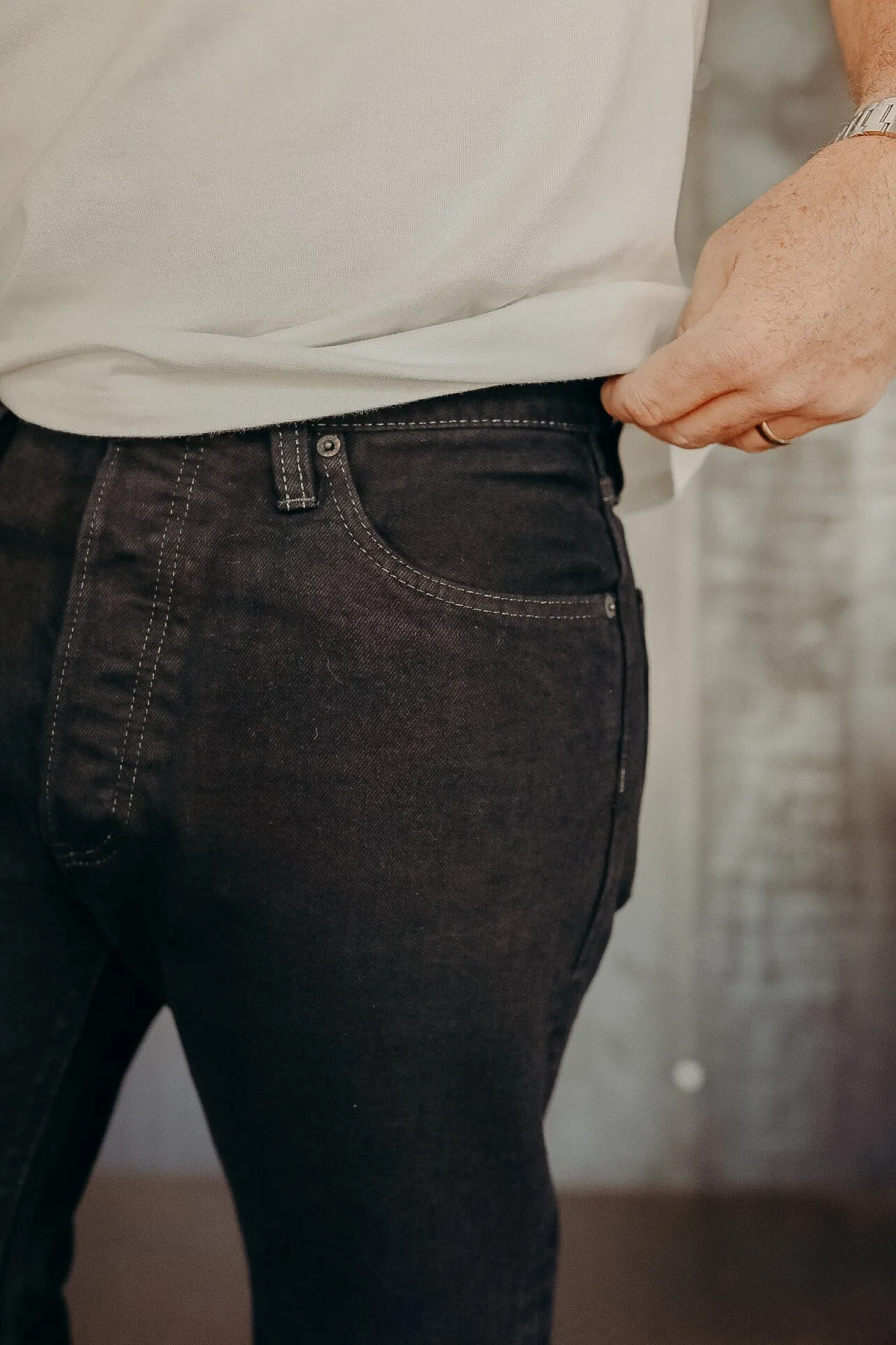 888 14oz Selvedge Denim Medium/High Rise Tapered - Indigo Overdyed Black IH-888S-142OD