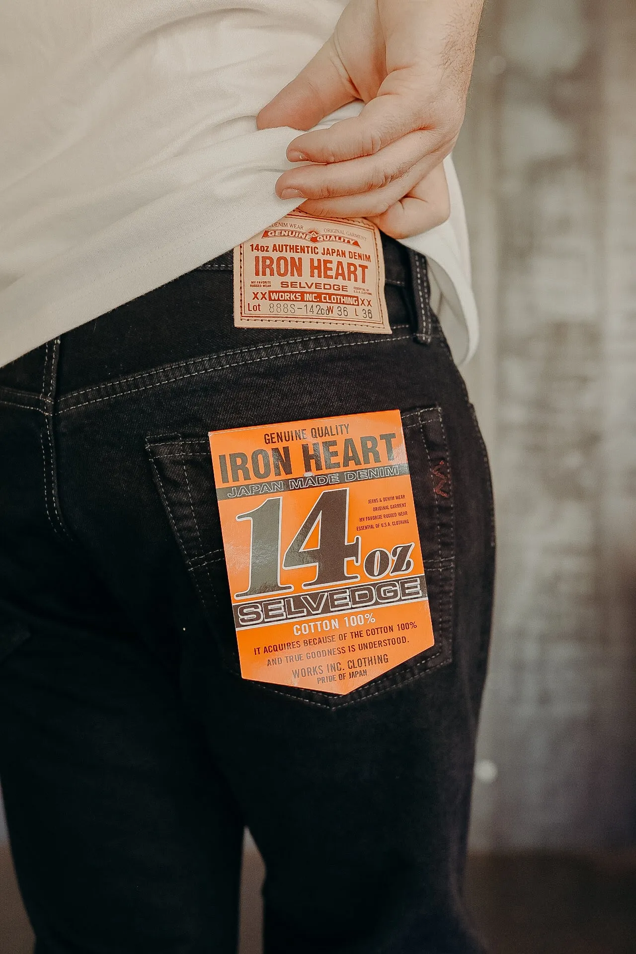 888 14oz Selvedge Denim Medium/High Rise Tapered - Indigo Overdyed Black IH-888S-142OD