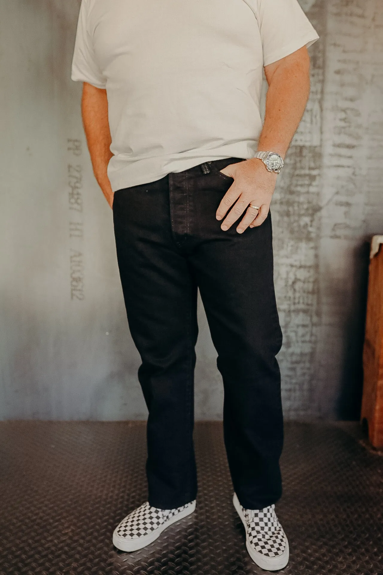888 14oz Selvedge Denim Medium/High Rise Tapered - Indigo Overdyed Black IH-888S-142OD