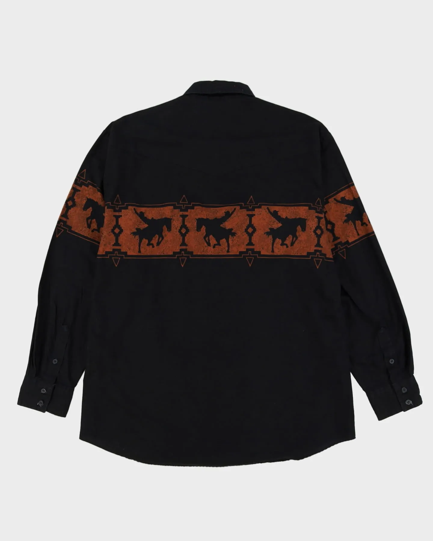 90s Roper Black / Brown Patterned Western Style Shirt - XL