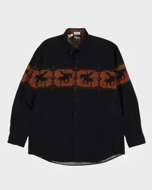 90s Roper Black / Brown Patterned Western Style Shirt - XL