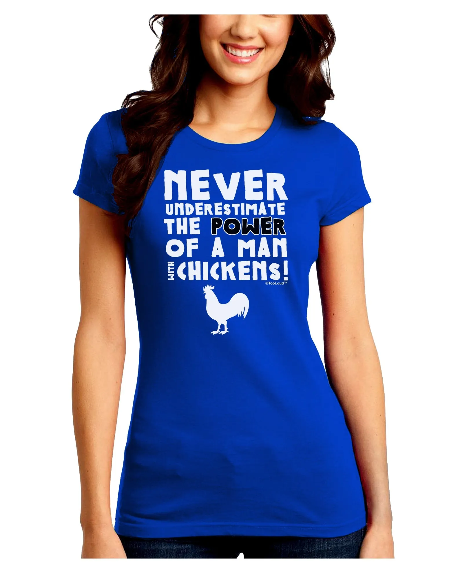 A Man With Chickens Juniors Petite Crew Dark T-Shirt