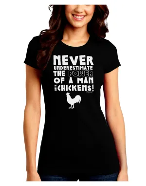 A Man With Chickens Juniors Petite Crew Dark T-Shirt