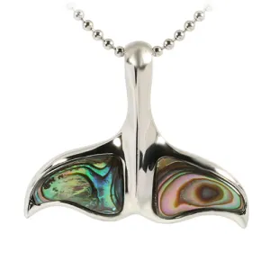 Abalone Sterling Silver Big Whale Tail Pendant Rhodium (Chain Sold Separately)