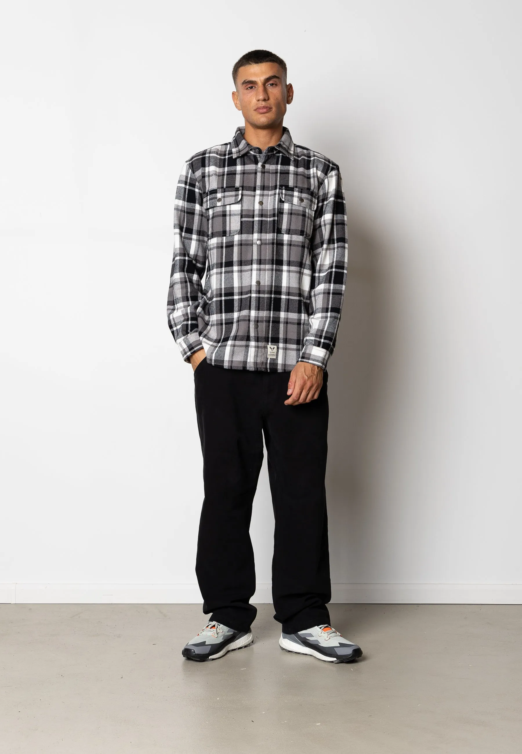 ADRIAN COTTON SHIRT - Black/Mid grey