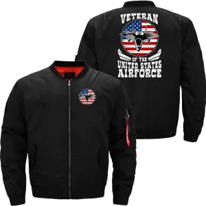 AIRFORCE US FLAG FIGHTER JET PATRIOTIC VETERAN BOMBER FLIGHT AVIATOR JACKET