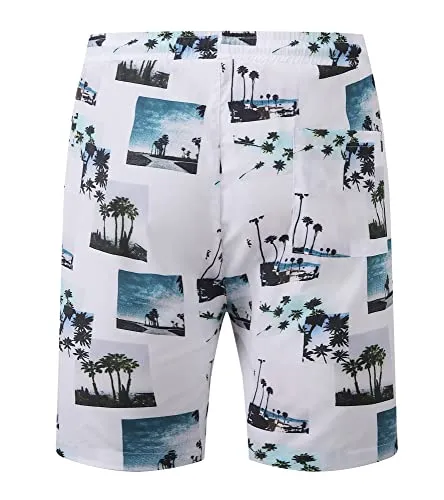 Alex Vando Mens Hawaiian Shirts Casual Short Sleeve Aloha Beach Shirt Suits,White View,L