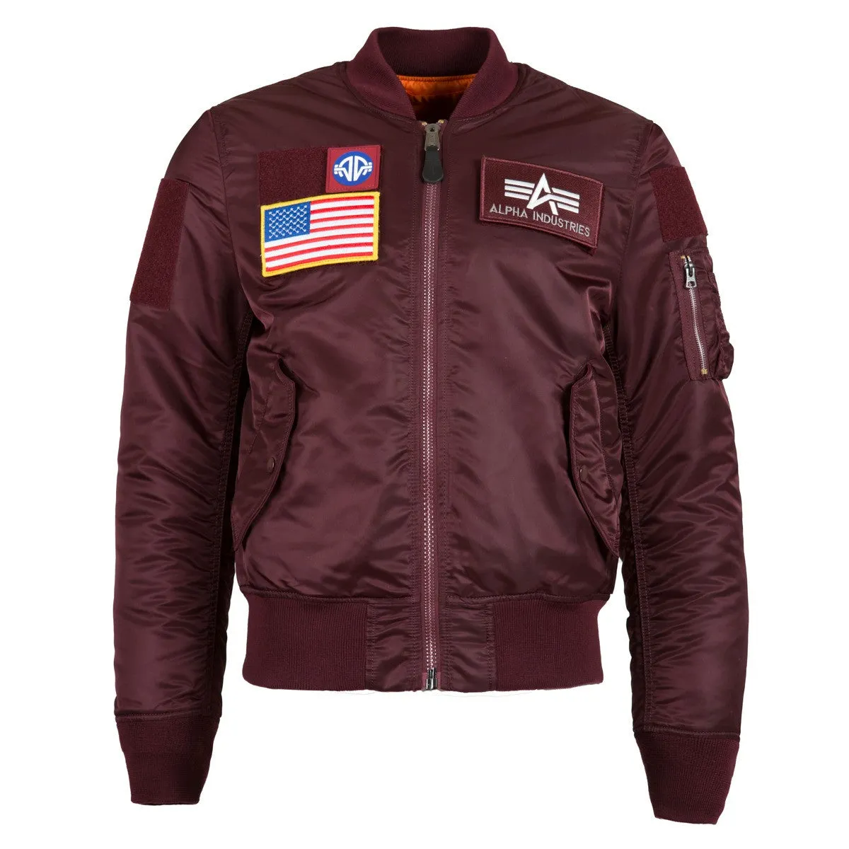 Alpha Industries Men's Maroon MA-1 Flex Slim Flight Jacket