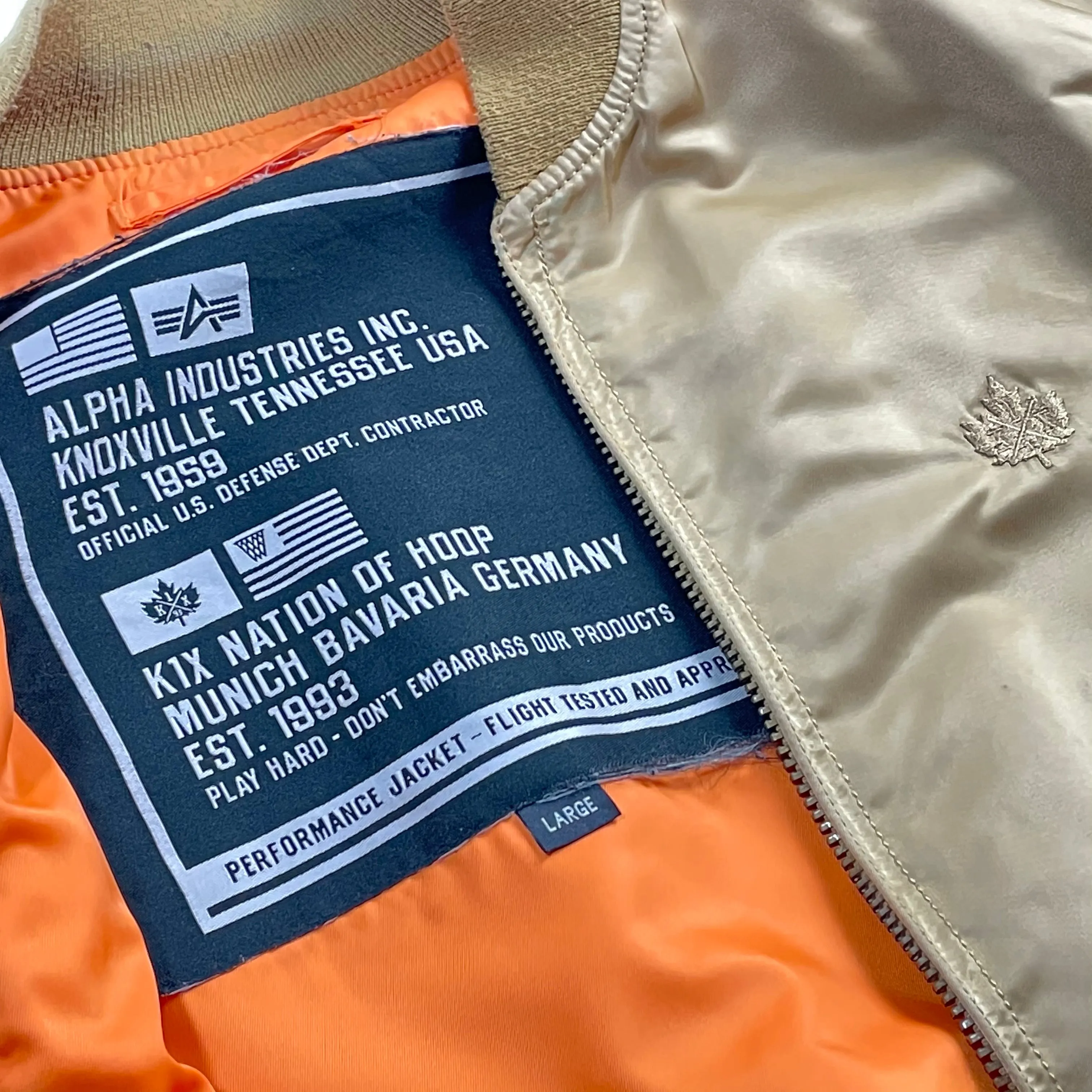 ALPHA INDUSTRIES x K1X NATION OF HOOP MUNICH : "GOLD RUSH" LTD BOMBER : L