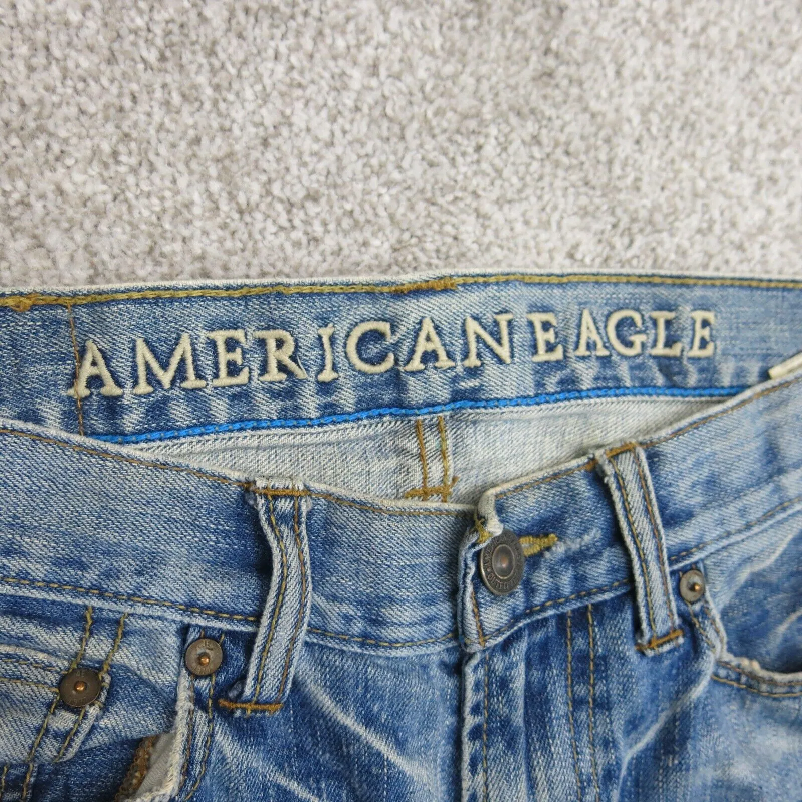 American Eagle Mens Jeans Slim Straight Leg Denim Low Rise Pockets Blue SZ 29/30