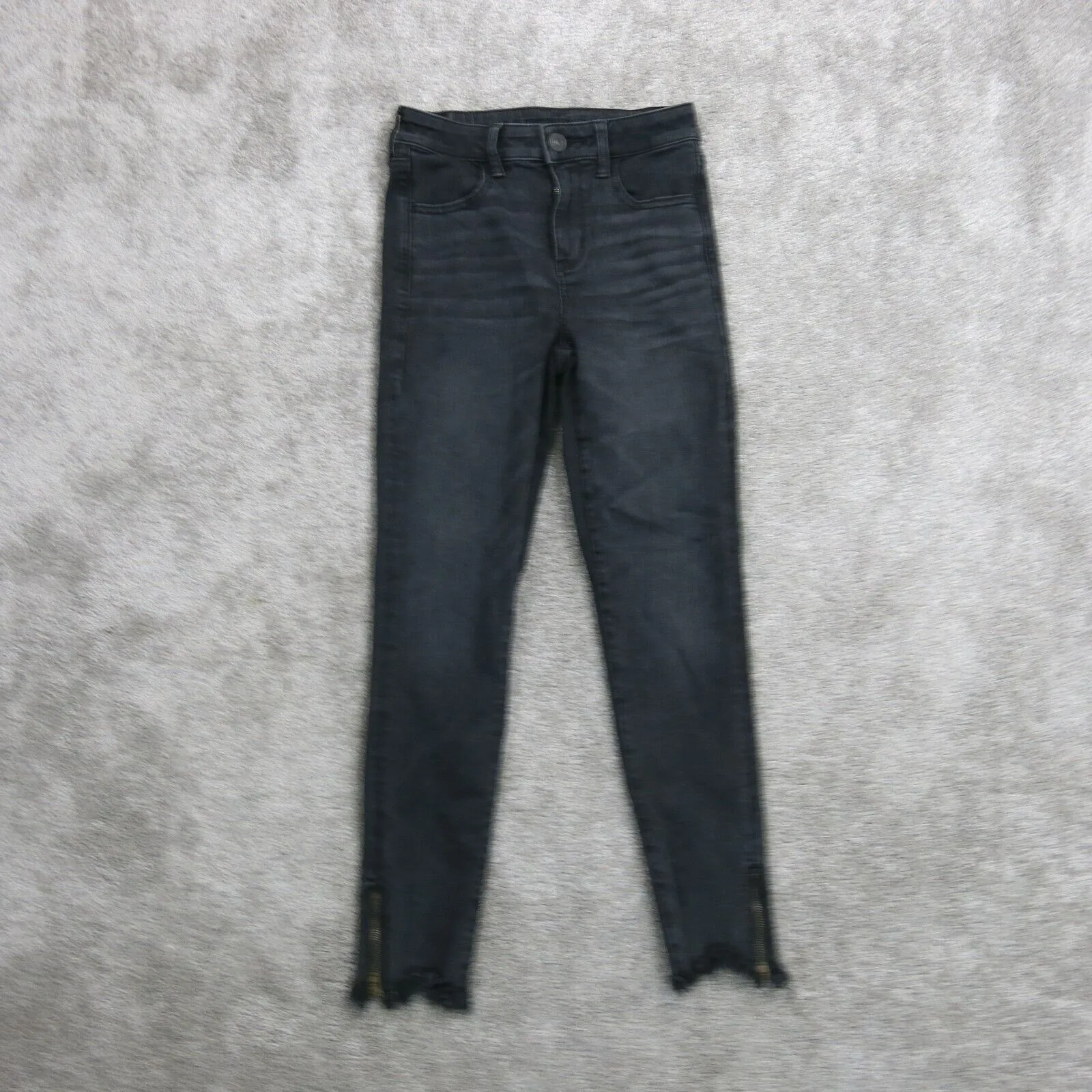 American Eagle Womens Jeans Skinny Leg Mid Rise Ankle Zip Pockets Black Size 4