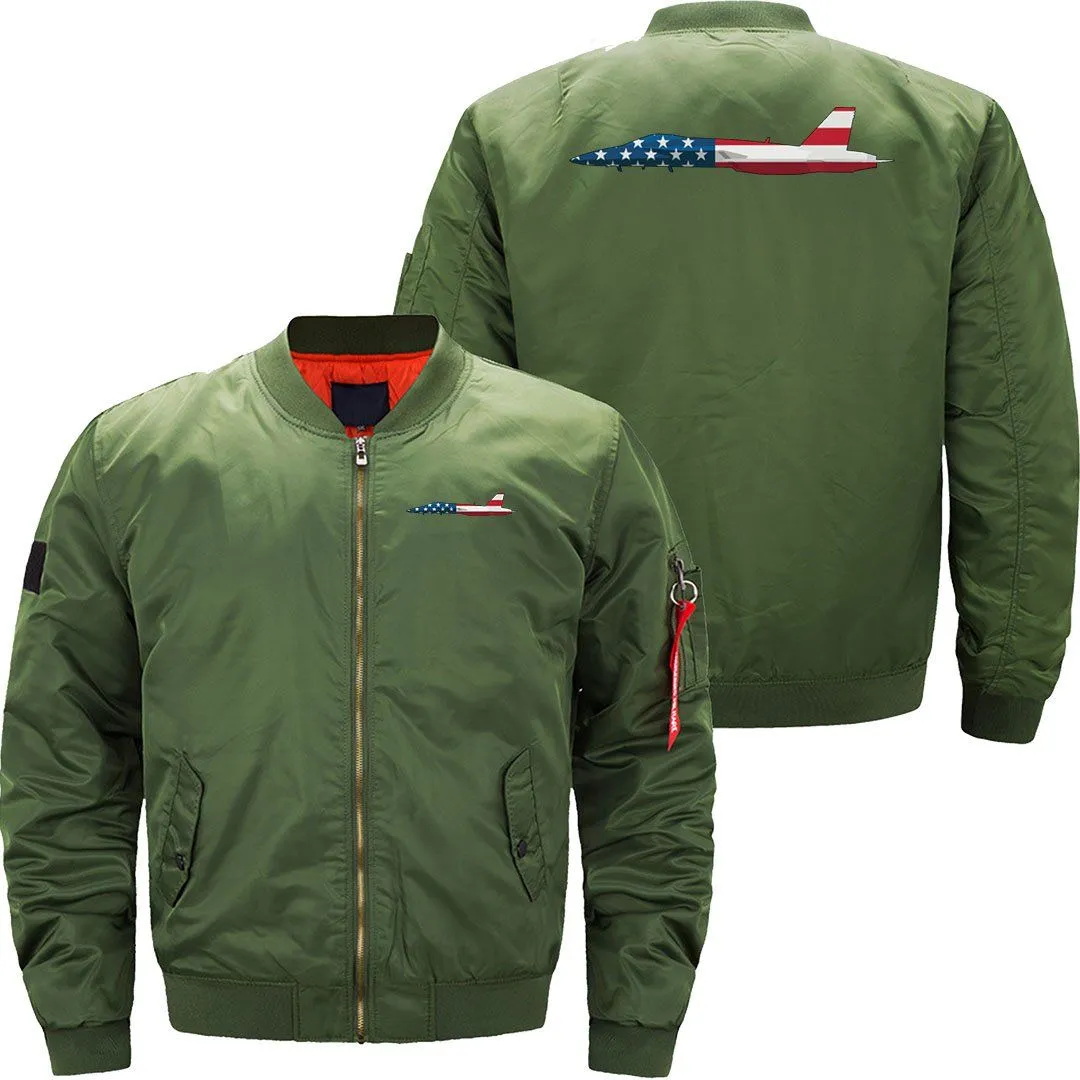 AMERICAN FLAG MILITARY JET BOMBER FLIGHT AVIATOR JACKET