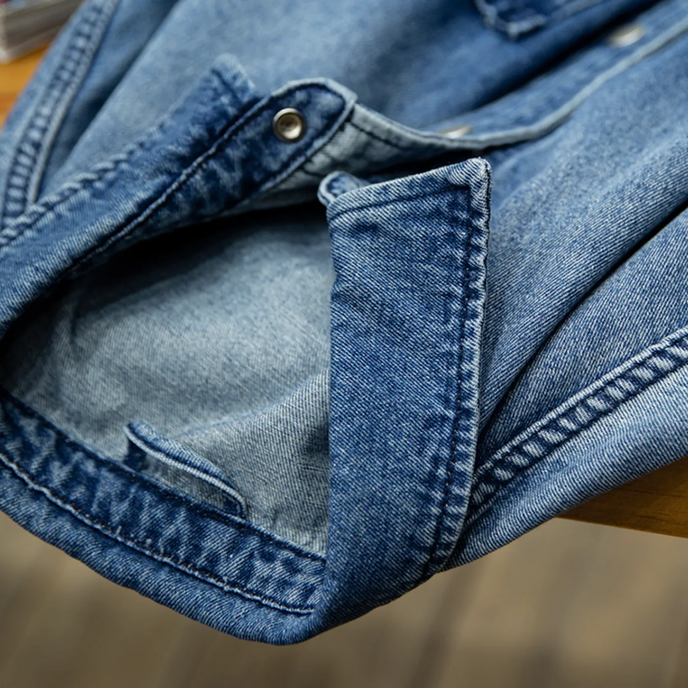 American Long-sleeved Denim Shirt P0761
