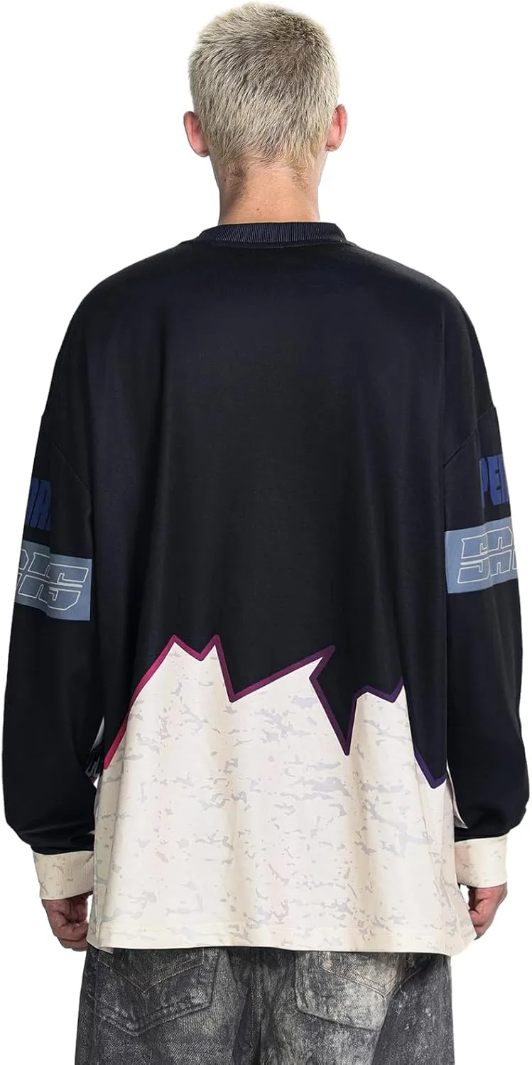 Arnodefrance Unisex Vintage Graphic Printing Long Sleeve Shirt Oversized Tee Shirt Cotton Long Sleeve Shirts