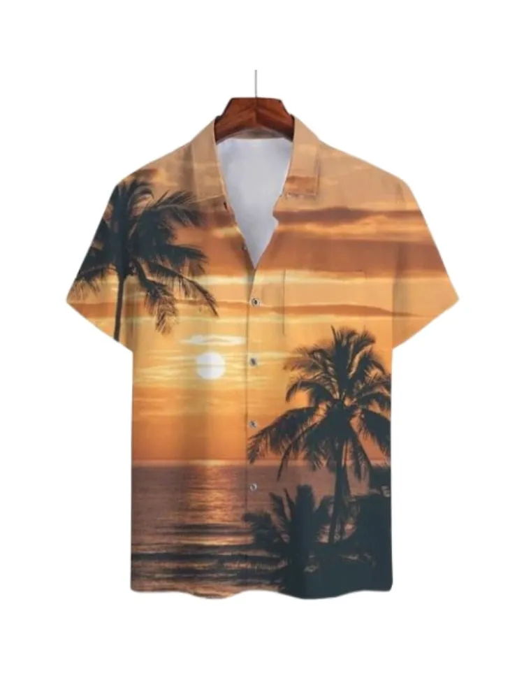 Ashore Shop Summer Mens Stripe Floral Printed Clothing Fashion 2023 Short Sleeve Male  Dazn Tops