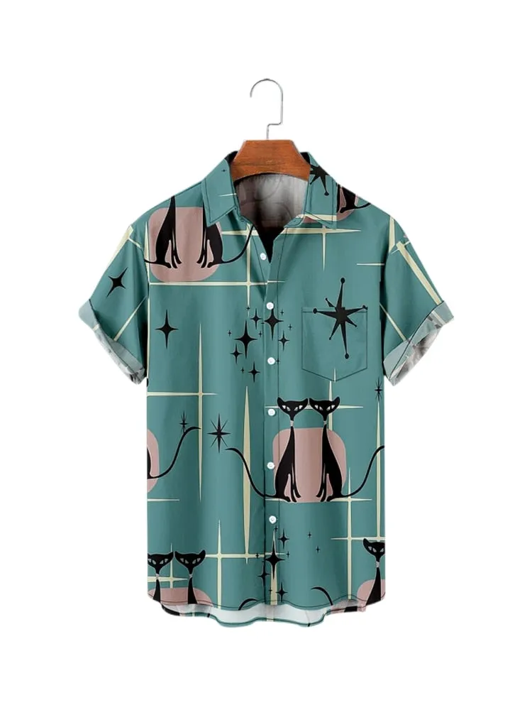 Ashore Shop Summer Mens Stripe Floral Printed Clothing Fashion 2023 Short Sleeve Male  Dazn Tops
