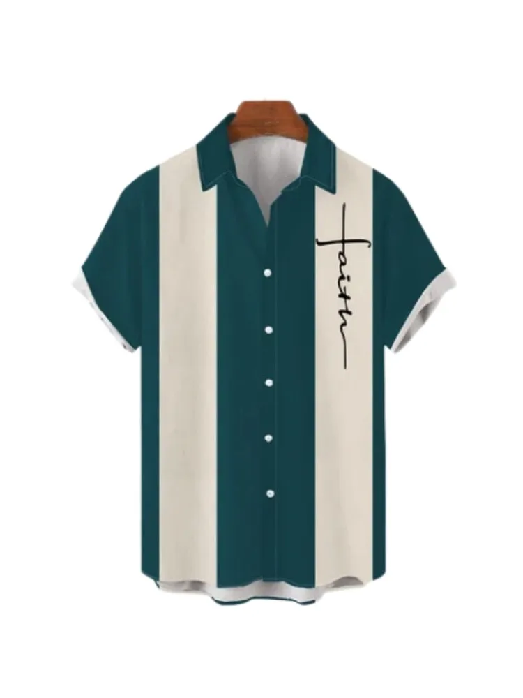 Ashore Shop Summer Mens Stripe Floral Printed Clothing Fashion 2023 Short Sleeve Male  Dazn Tops