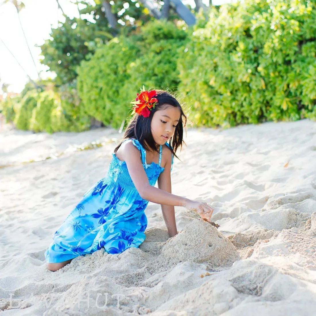 Aurora Blue Sunkiss Hawaiian Girl Dress