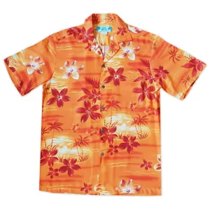 Aurora Orange Hawaiian Rayon Shirt