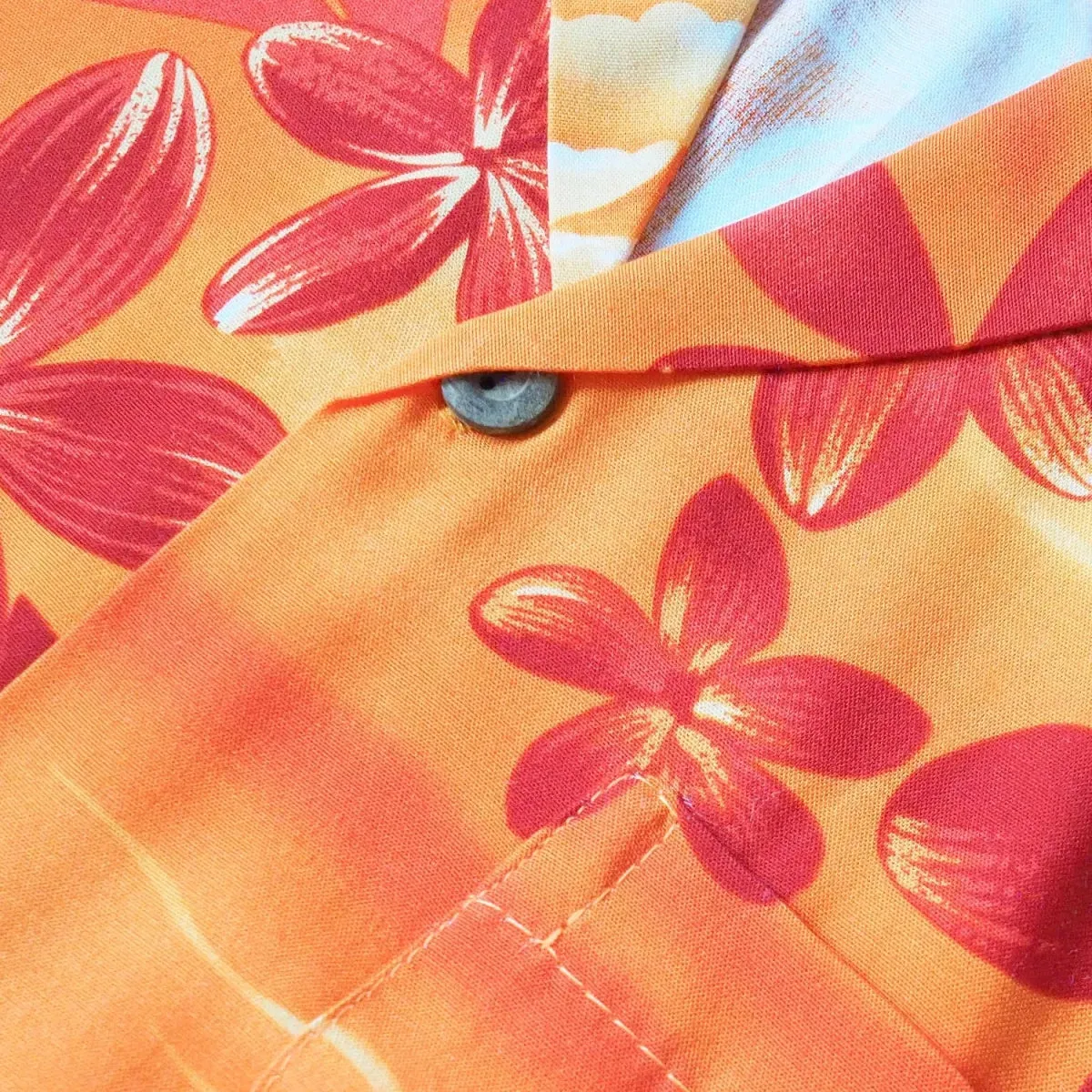 aurora orange hawaiian rayon shirt